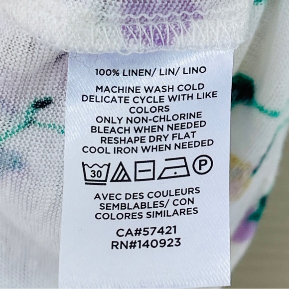 Loft Linen Multicolor Floral Flutter Sleeve Top Size M - Picture 9 of 10